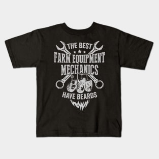 Bearded Farm Equipment Mechanic Gift Kids T-Shirt
